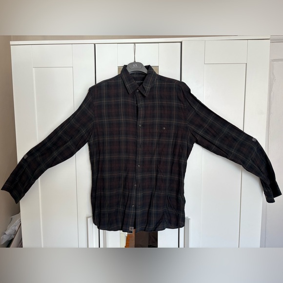 Banana Republic Untucked Crinkle Flannel Slim Fit Men's Shirt- Medium - Picture 4 of 8